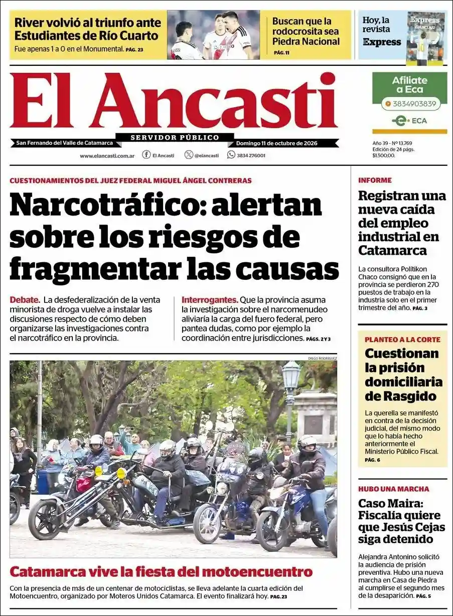 Estudios Max | EL LITORAL Y SU GENTE - Tapa del diario Ancasti