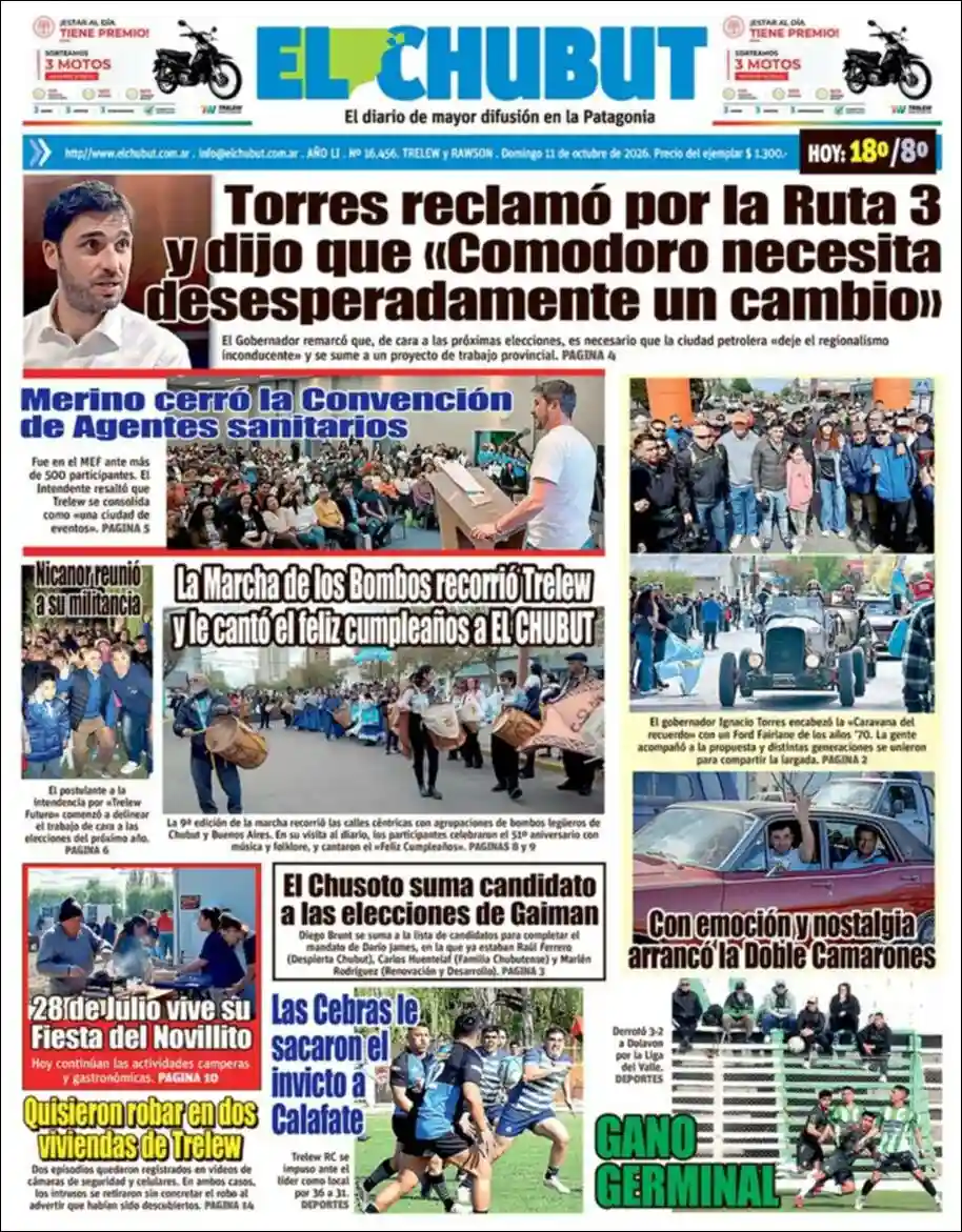 Estudios Max | EL LITORAL Y SU GENTE - Tapa del diario El Chubut