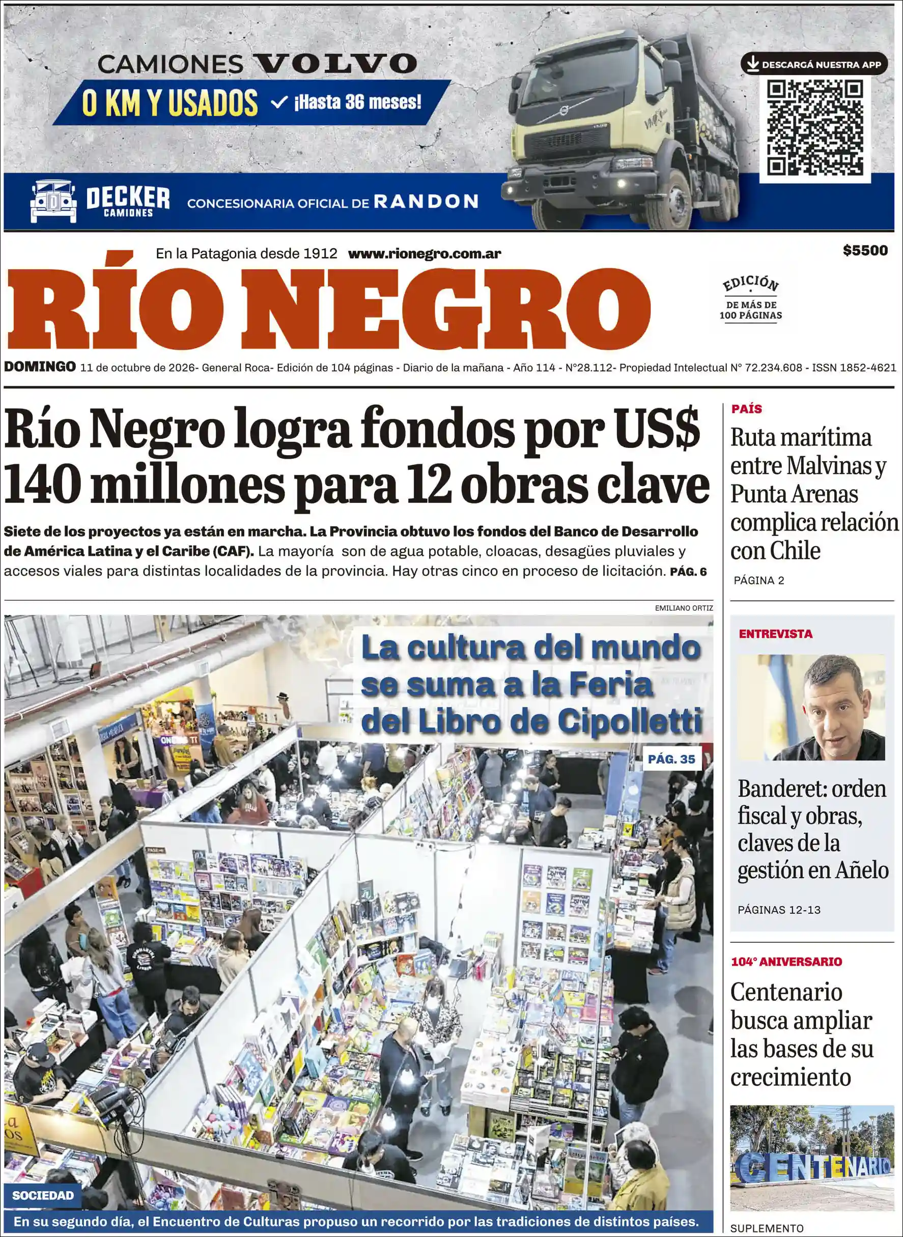 Estudios Max | EL LITORAL Y SU GENTE - Tapa del diario Rio Negro
