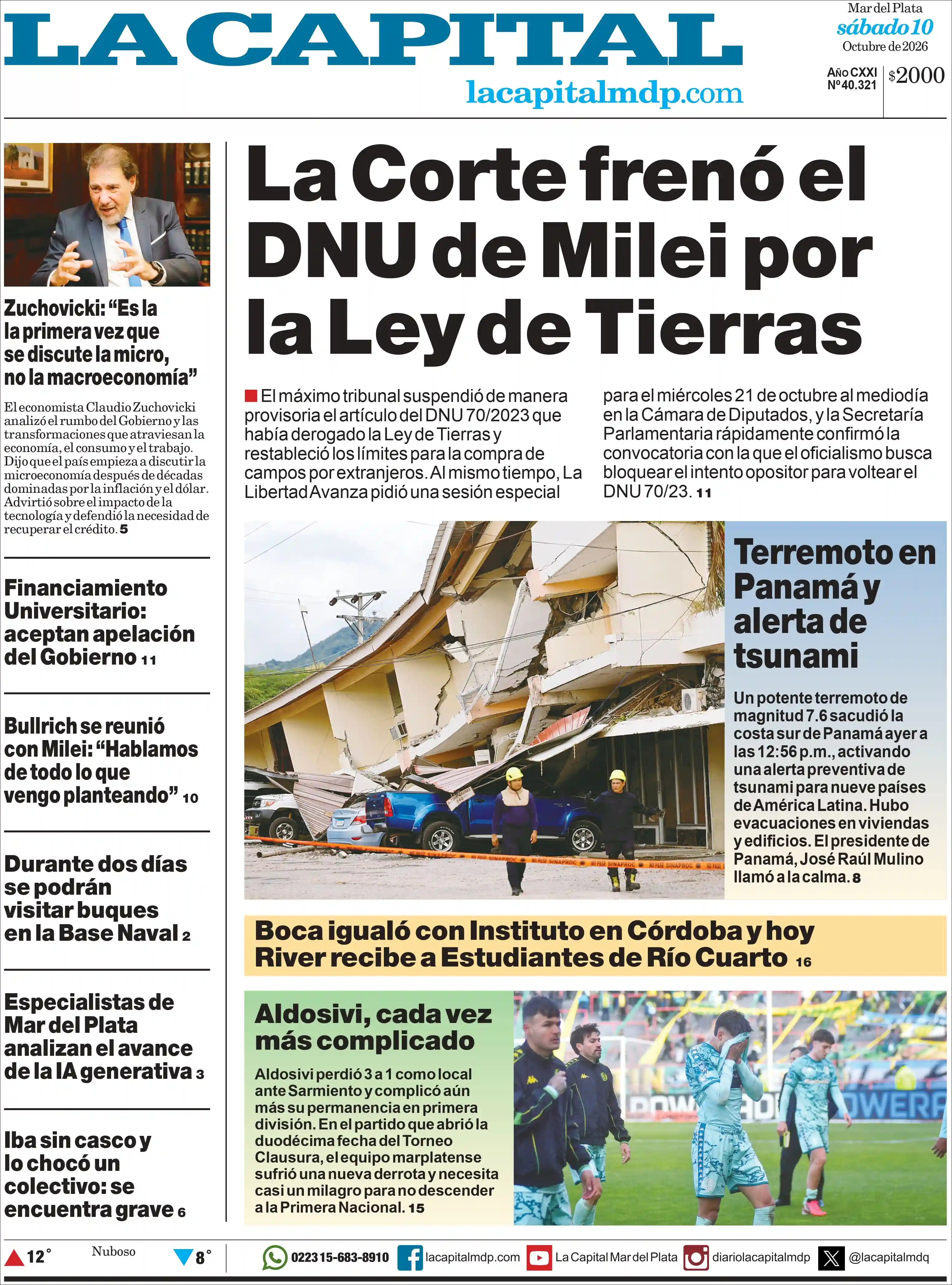Estudios Max | EL LITORAL Y SU GENTE - Tapa del diario La Capital
